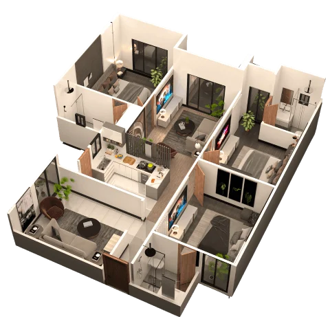 3 Bed Type A Isometric