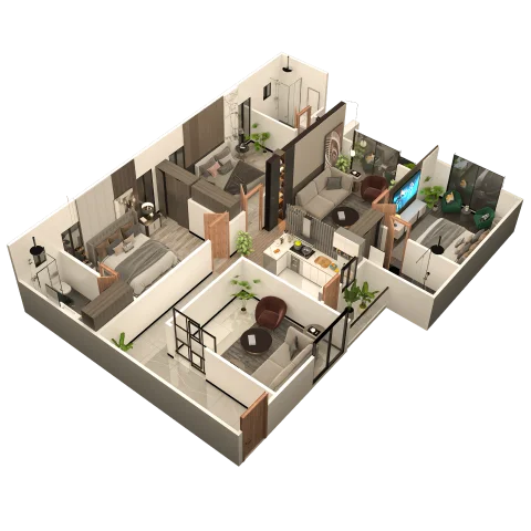3 Bed Type A1 Isometric